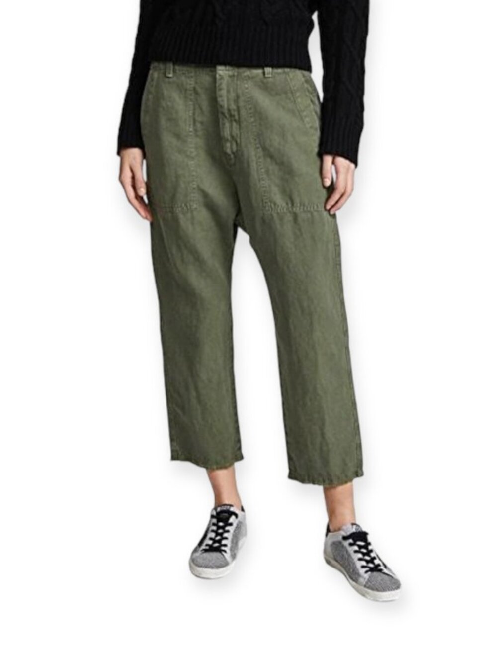 Nili Lotan Luna Pants Size 2,  Olive/Camo Green, Cotton/Linen, NWT